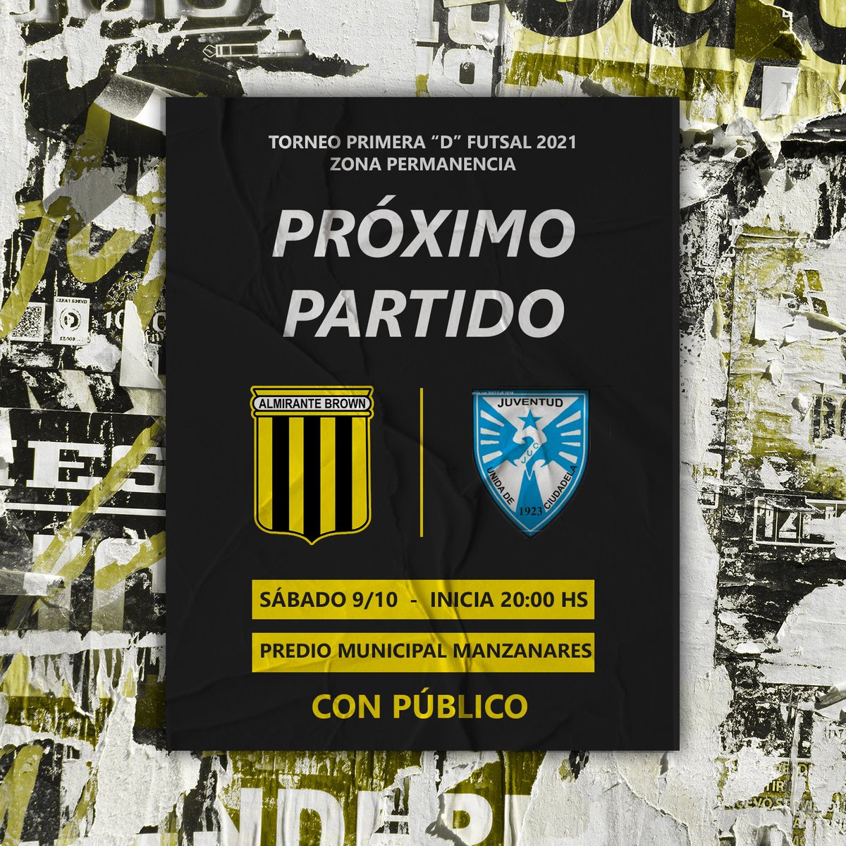 ¡Vuelve el público!
Este sábado juega Brown y los esperamos para acompañar al primer equipo y brindarles tu aliento.

#VAMOSALMIRANTE