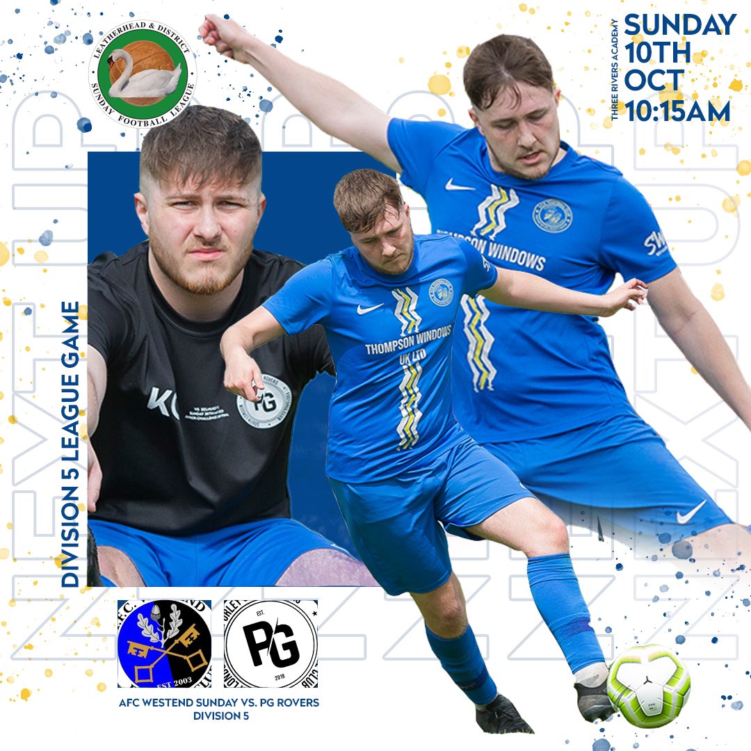 NEXT UP!💙

⚽️ LEAGUE GAME
🏟 THREE RIVERS ACADEMY, HERSHAM, KT12 5EJ
🆚 AFC WESTEND SUNDAY
🕚 10:15AM
📆 SUNDAY 10TH OCTOBER 

Come and support the boys! 

#PG