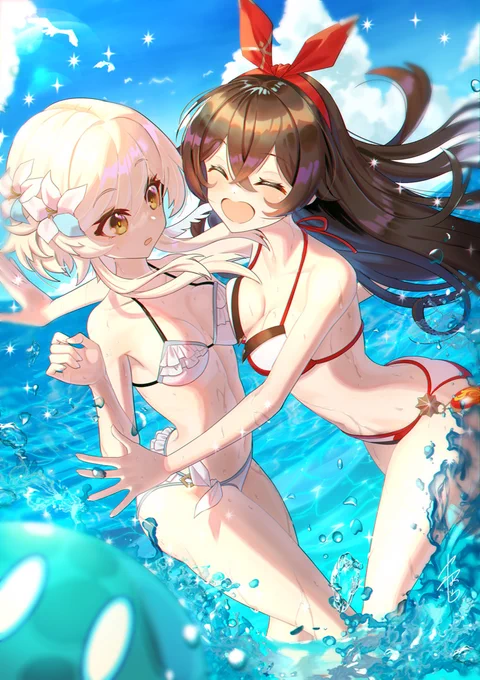 #秋だけどまだ全然暑いので水着絵再掲してもいい
いっときましょう 