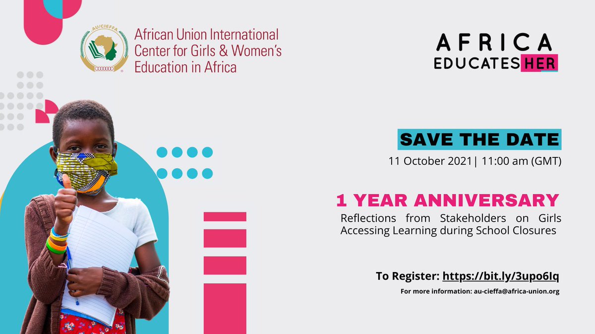 AU_CIEFFA's tweet photo. Girls are four times more likely to be out of school than boys from the same background. The poorest girls are least likely to complete primary school. Register👉https://t.co/REdhGIRZOY &amp; find out how countries &amp; organizations are working to ensure girls remain in school. @AUESTI https://t.co/SPDqj0Dy3W