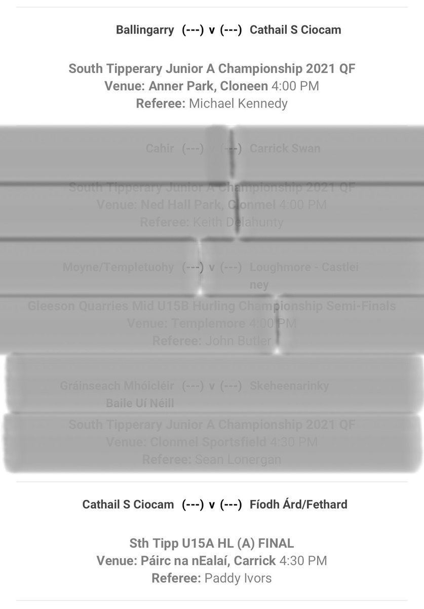 Paul Kelly (@paulkelly608) on Twitter photo Oops!... The <a href="/south_tippGAA/">Coiste Chontae Thiobraid Arann Theas</a> Did It Again!!🙈 Sth Jnr Q.F. fixed @ 4pm & U.15 Sth Final fixed @ 4:30pm @ different venues 30 mins apart.🙄 Total lack of respect for the game of hurling for one of the most successful Senior Clubs in the division <a href="/mullinahonegaa/">CJK Mullinahone GAA Club</a> for the last 25 yrs! Oops!... The <a href="/south_tippGAA/">Coiste Chontae Thiobraid Arann Theas</a> Did It Again!!🙈 Sth Jnr Q.F. fixed @ 4pm & U.15 Sth Final fixed @ 4:30pm @ different venues 30 mins apart.🙄 Total lack of respect for the game of hurling for one of the most successful Senior Clubs in the division <a href="/mullinahonegaa/">CJK Mullinahone GAA Club</a> for the last 25 yrs!