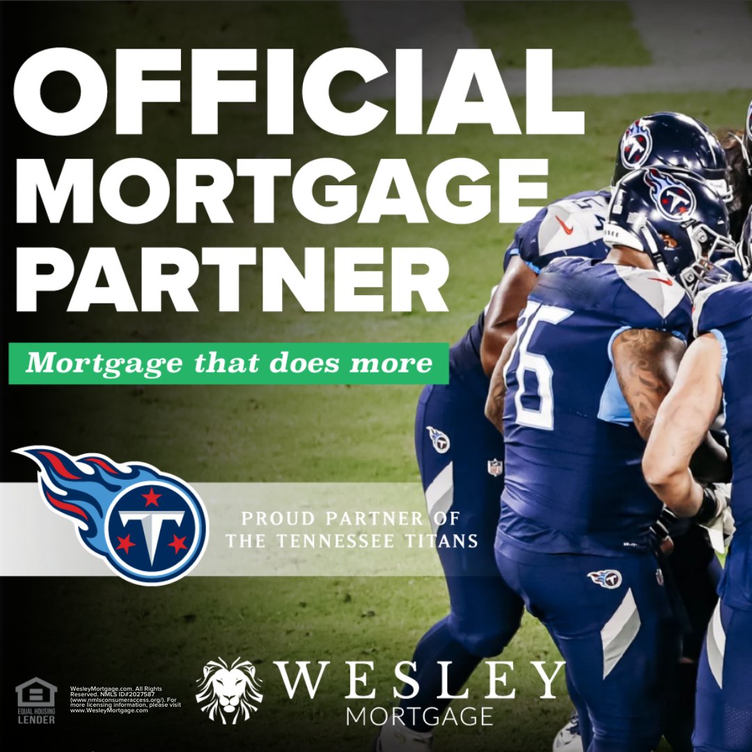 Wesley Mortgage (@mortgagewesley) on Twitter photo Did you know? Wesley Mortgage is the official #mortgage partner of the <a href="/Titans/">Tennessee Titans</a>! We’re ecstatic to partner with such a core piece of our #Nashville community and can’t wait to see what this season brings!
#Finance #HomeBuyers #NewHomes #Football #TennesseeTitans Did you know? Wesley Mortgage is the official #mortgage partner of the <a href="/Titans/">Tennessee Titans</a>! We’re ecstatic to partner with such a core piece of our #Nashville community and can’t wait to see what this season brings!
#Finance #HomeBuyers #NewHomes #Football #TennesseeTitans
