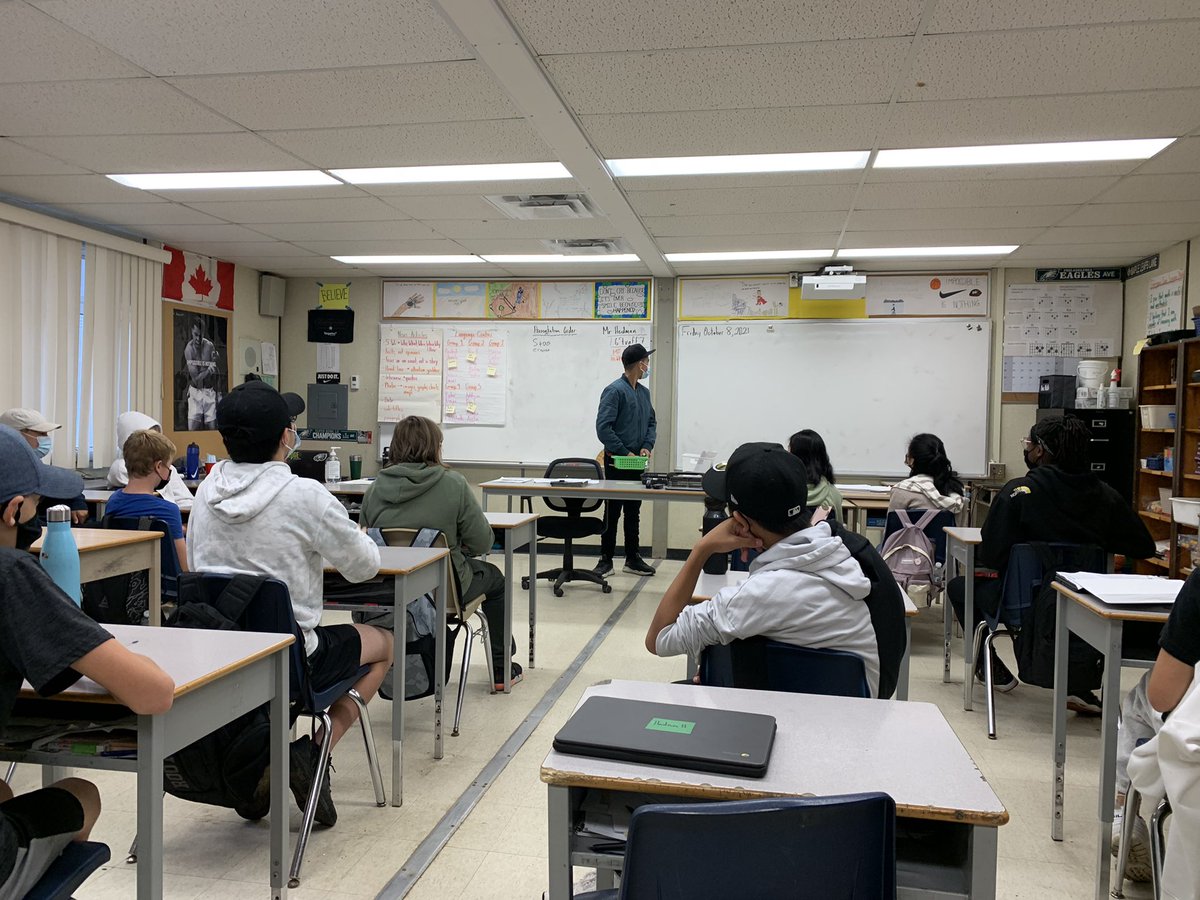 MrJHeidman's tweet photo. @FldcrestFalcons @scdsbmath He’s back. Our Friday ‘guest’ teacher returns. #Grade8 #StudentsTeaching https://t.co/CzHUD5NKGz