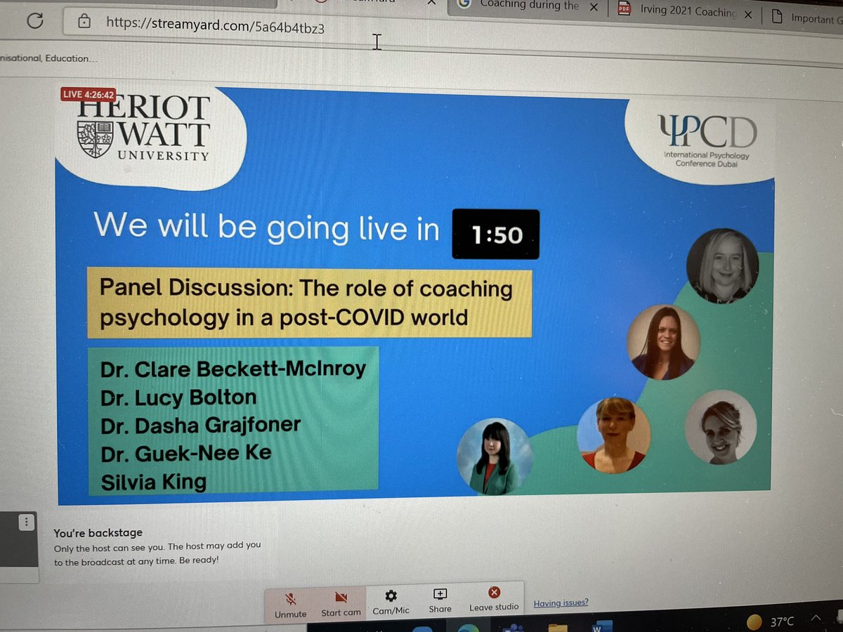 Lubol22's tweet photo. Great to be part of this #coaching #psychology panel 2day 4 @PsychDXB #IPCD2021 Things are a changing in the world of coaching, & not always in the virtual way we may think…blurred boundaries & a need for coach self-care @HWUDubai @HWPsych https://t.co/ssCwx8bkUV
