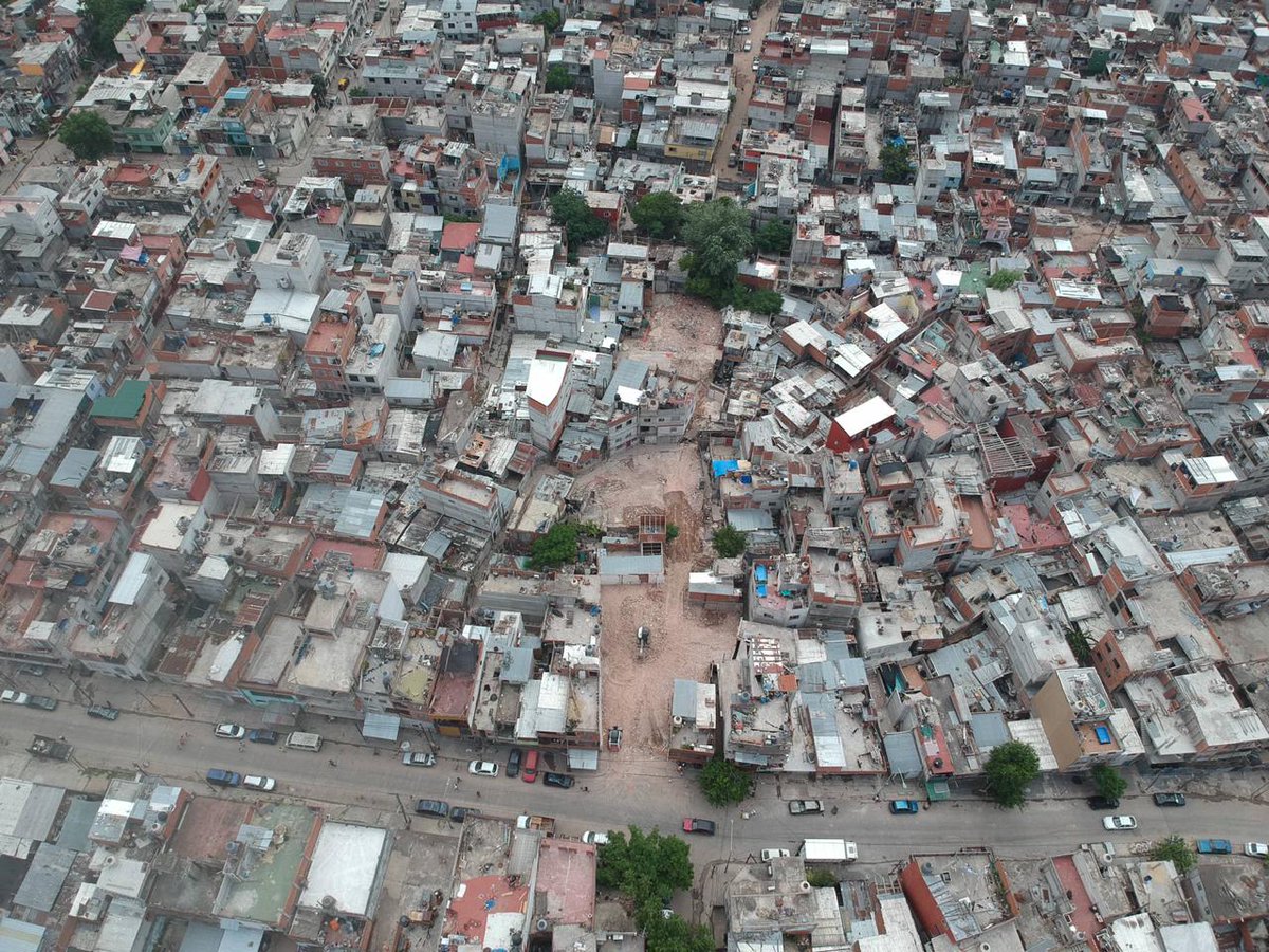 Aerial view of Villa 20, one of the largest slums in Buenos Aires, Argentina.
