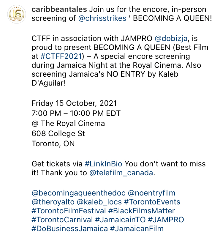 BlackPledgeCanada (@blackpledgeca) on Twitter photo Join <a href="/CaribbeanTales_/">CaribbeanTales</a> Friday October 15 @ 7PM at Royal Cinema for this amazing screening! Hope to see you there! Find Tickets Here: bit.ly/2ZOe7Rx Join <a href="/CaribbeanTales_/">CaribbeanTales</a> Friday October 15 @ 7PM at Royal Cinema for this amazing screening! Hope to see you there! Find Tickets Here: bit.ly/2ZOe7Rx