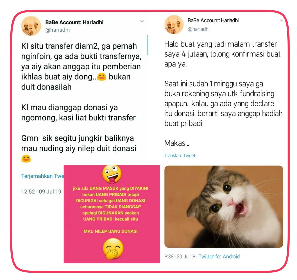 SulingKayu's tweet photo. Hariadhi penilep donasi sedang bergembira... woy tobat woy, itu kan duit donasi #hadehh https://t.co/Cu8BoqWHD0