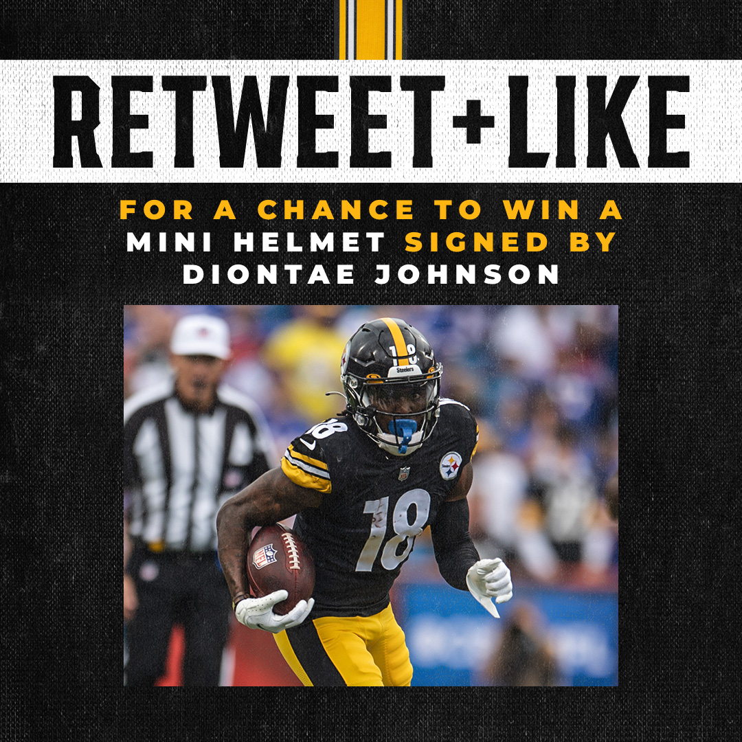 Pittsburgh Steelers (@steelers) on Twitter photo Want a mini helmet signed by <a href="/Juiceup__3/">Diontae Johnson</a>?
RT + like for a chance to win it ๐ช Want a mini helmet signed by <a href="/Juiceup__3/">Diontae Johnson</a>?
RT + like for a chance to win it ๐ช