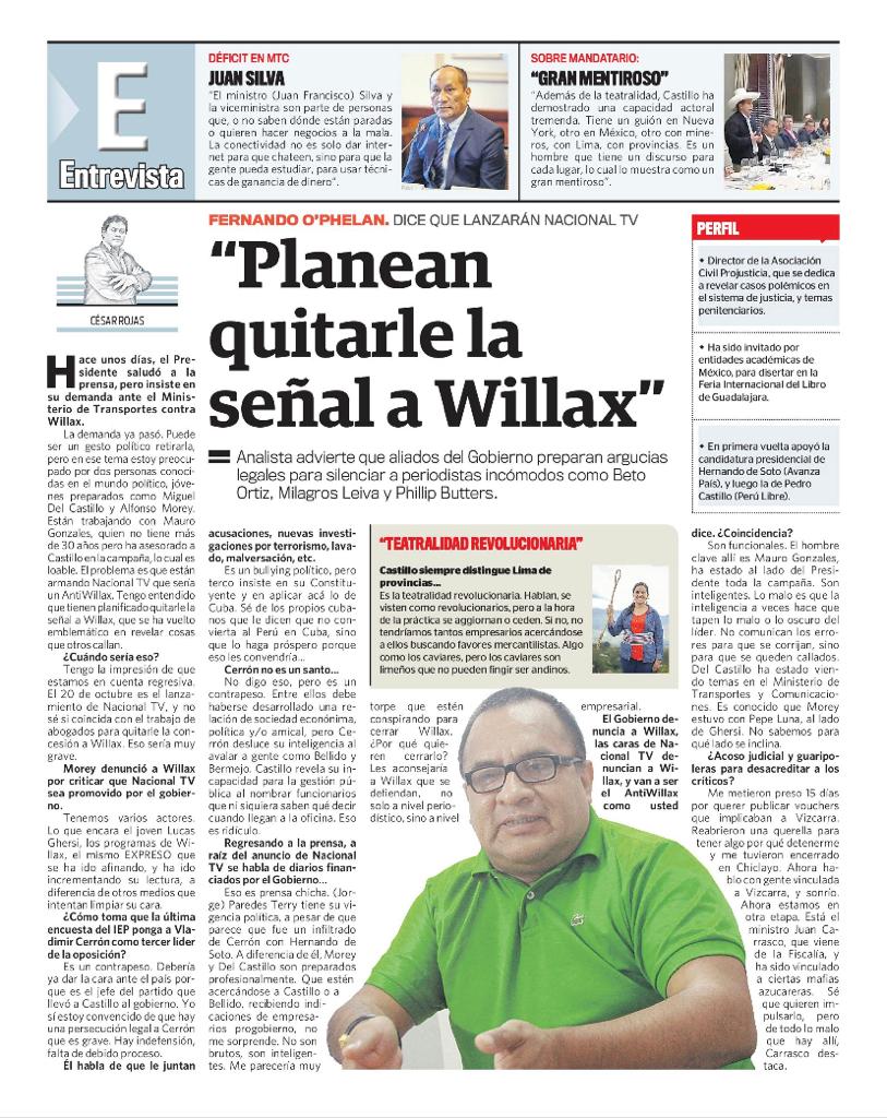 PROJUSTICIAPERU's tweet photo. 🔥OPHELAN REVELA PLAN DEL GOBIERNO CONTRA WILAX
Informate aqui👉https://t.co/Dn2X7rBhW6 https://t.co/kXtrQ9GnbI