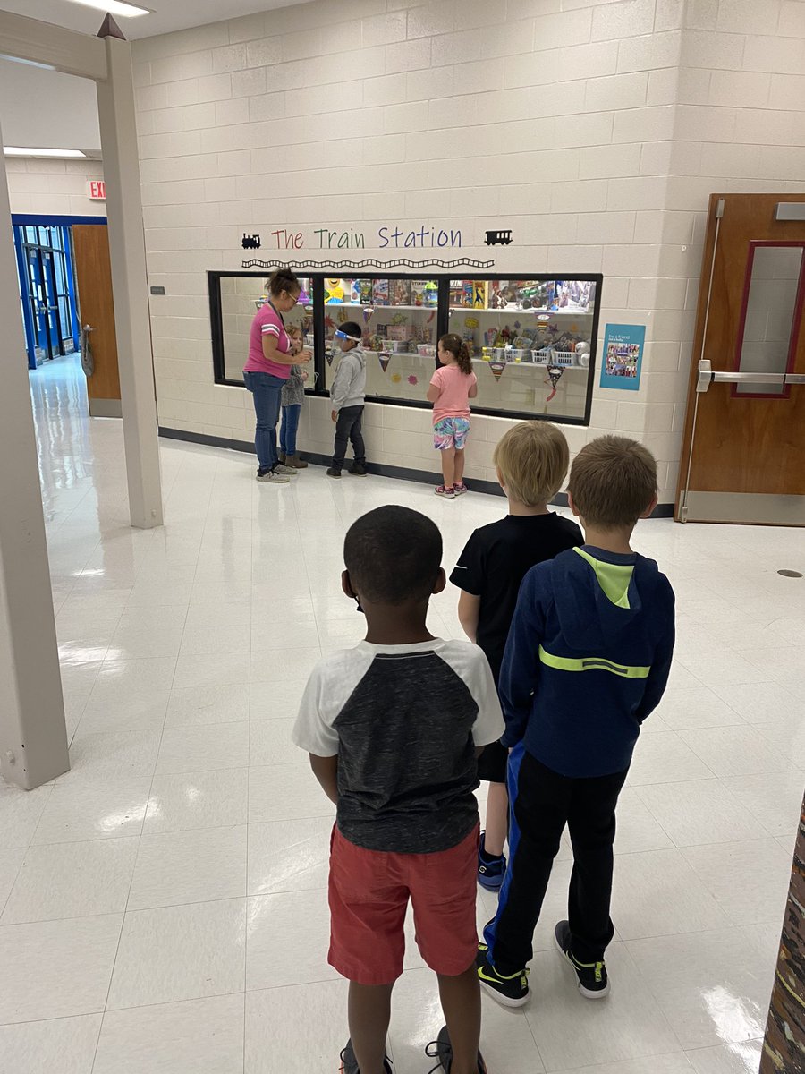 WarrenvilleElem's tweet photo. Our PBIS Train Station is up and running today. The kids are excited to use their tickets for positive behavior. A huge shoutout to Mrs. Estep for all her hard work. #AllAboardWES https://t.co/R8ZtJpTb0i