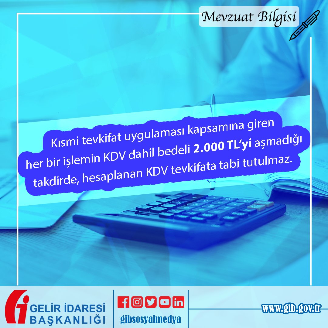 gibsosyalmedya's tweet photo. #MevzuatBilgisi ✒️

3/6/2021 tarihinde yayımlanan Katma Değer Vergisi Genel Uygulama Tebliğinde Değişiklik Yapılmasına Dair Tebliğ (Seri No:36) ile kısmi tevkifat uygulamasına ilişkin sınır 2.000 TL olarak belirlenmiştir. 

https://t.co/YgohGETWrx https://t.co/I3kWHhRPgU