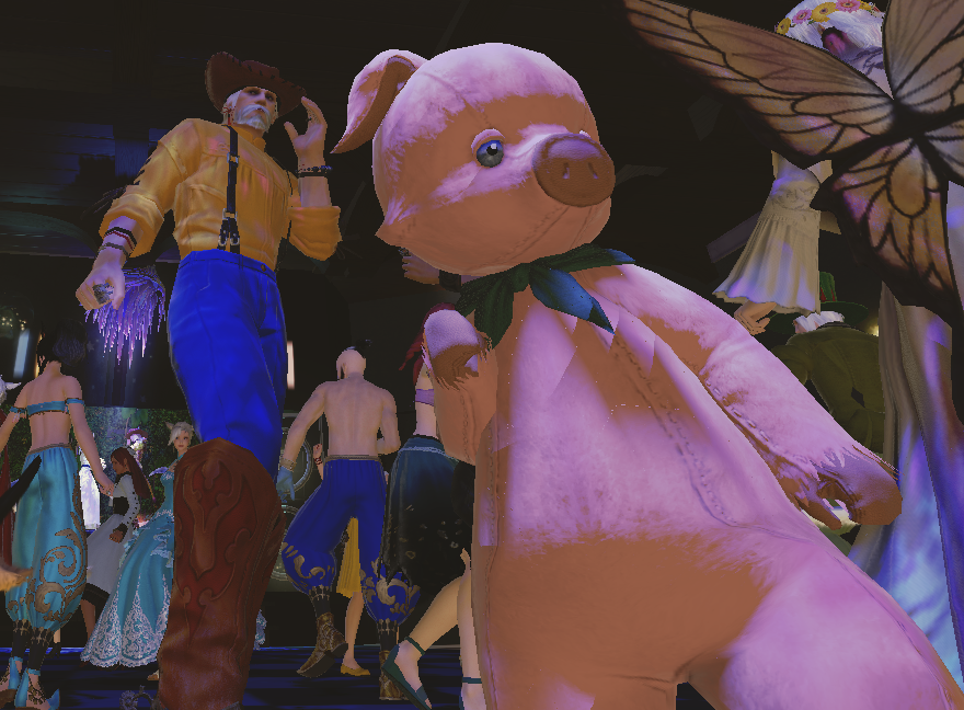 Bumbleloops's tweet photo. I really love FFXIV! ♡＼(￣▽￣)／♡

Last night there was a Disney themed club night so me and my boys went as Snow white, Piglet and Woody!

Woody and Piglet about to drop the hardest diss track though! 

#FFXIV #vtuber #FF14ハウジング #FFXIVeu #GPOSERS #Frog #Lich #Froggers https://t.co/Oum2fllldi