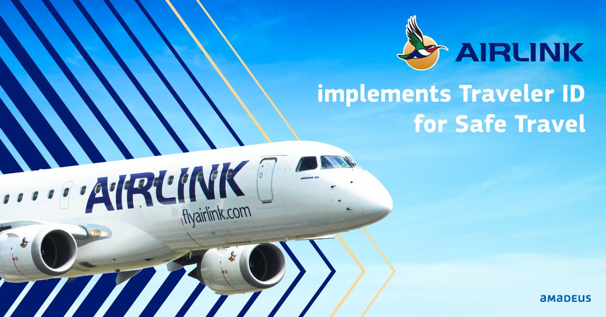 .<a href="/Fly_Airlink/">Airlink</a> is now live with #TravelerID for #SafeTravel! #Travelers can confirm they hold relevant #health documentation to travel through the #airline’s web or app while checking-in. Check the link for more on this innovative tech: amadeus.com/en/topic/incub…