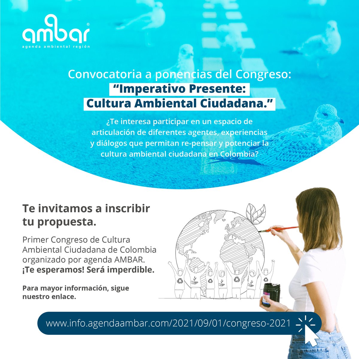#Convocatoriainvestigadores Nos unimos a la visibilización de territorios más sostenibles en Colombia invitándoles a participar de la revista y Congreso “IMPERATIVO PRESENTE: Cultura Ambiental Ciudadana”.🤓 
Postúlate: info.agendaambar.com/2021/09/01/con… #Eventosambientales #ambientalista