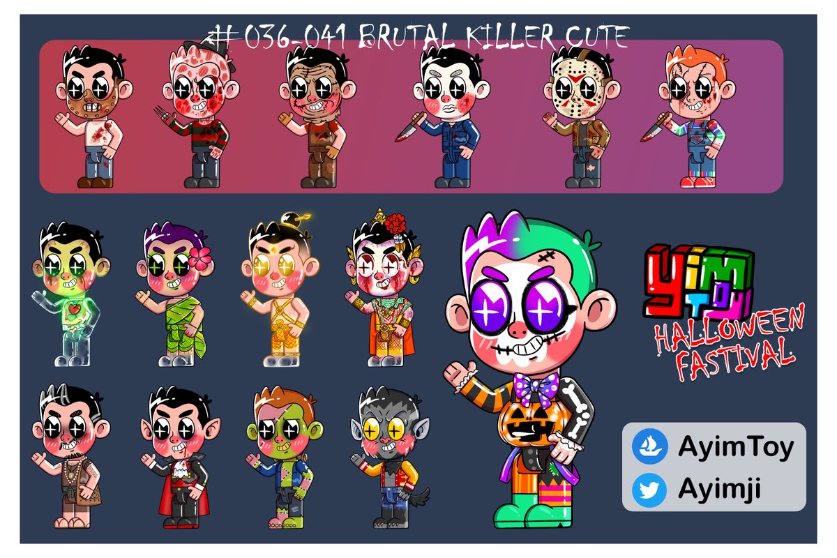 AYimji's tweet photo. 🚨🚨NEW DROP🚨🚨
#036-041
👻🍬🍭HALLOWEEN FASTIVAL👻🍬🍭

COMOM 6 ITEM

🛒🌊Open sea : https://t.co/YNMlAQitoS
Let's have fun collecting my collection. 

#NFTCommunity #ThaiNFT #nftcollector #NFTTHAILAND #NFTs #opensea #NFTcollection #NFTdrop https://t.co/WZsadfpvmd