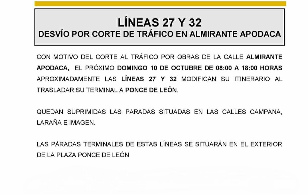 leotebeos's tweet photo. Alteración de líneas 27 y 32 por corte  de tráfico, C1 y C2 por carrera popular y línea 43 por obras.
#Tussam #Sevillasemueve #MuevetePorSevilla #Dejatellevar #cosasquedecir https://t.co/syqZzlVKmv