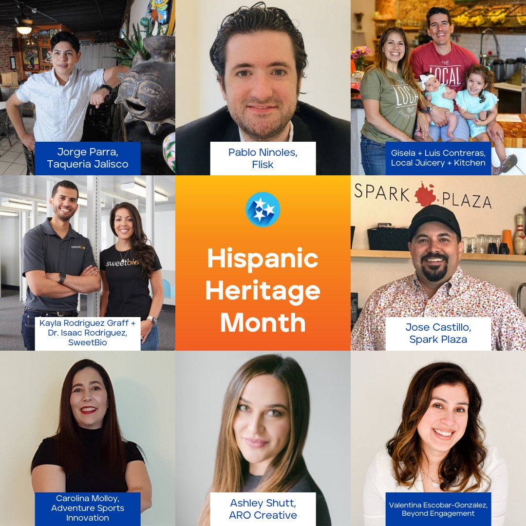 Happy #HispanicHeritageMonth! Join us in celebrating these Hispanic founders + innovators in Tennessee:

- Jorge Parra, Taqueria Jalisco
- Pablo Ninoles, @MyFlisk
- Gisela + Luis Contreras, Local Juicery + Kitchen
- <a href="/kaykayroro/">Kayla RodriguezGraff</a> + <a href="/irodPHD/">Isaac Rodriguez</a> , <a href="/sweetbioco/">SweetBio</a>