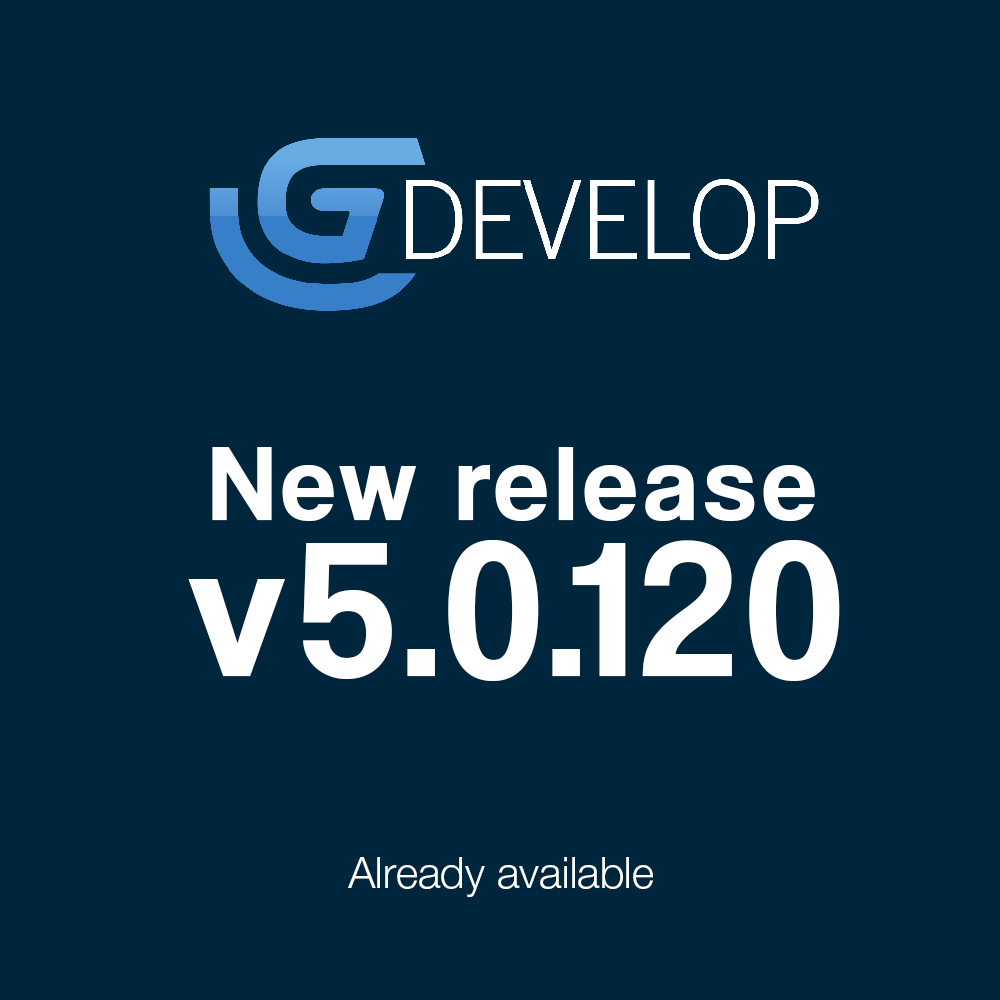 GDevelop on Twitter: "📣 We've just released our first "non-beta" version!  GDevelop v5.0.120 is out with: 🖋️A few improvements on profiles 💝5 other  various improvements 🐛6 bug fixes ⚙️As well, more than