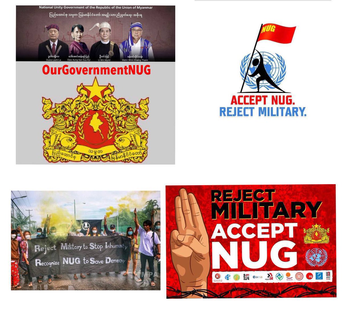 In diplomacy,the efforts of government members &amp; people’s unity, European Parliament,French Senate ,South Korea decided to support the NUG and CRPH.NUG has also set up representative office in the Czech Republic.NUG is supported legitimate government by the people.
#RecognizeNUG