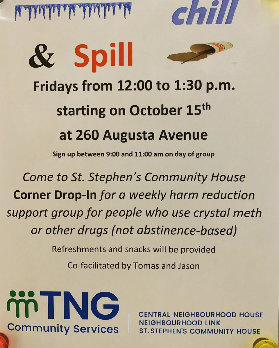 A new crystal meth support geoup@is starting up October 15th at St. Stephens Community House. #harmreduction #crystalmeth #supportgroup #kmops #kensingtonmarket