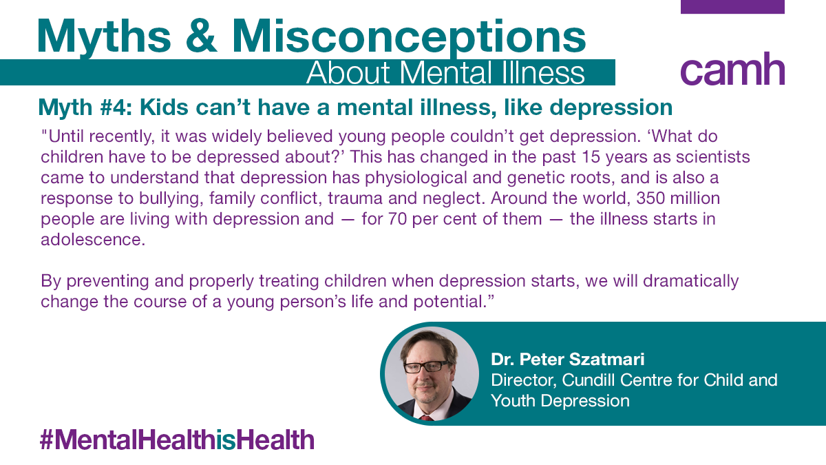 CAMHnews's tweet photo. For many, #mentalillness has its onset in adolescence, but a lot of people still hold the misconception that youth don't need to worry about #mentalhealth. This is false, and earlier intervention can lead to better outcomes for youth 

More myths: https://t.co/vfwhzDOhev #MIAW21 https://t.co/QFnL0se5l0