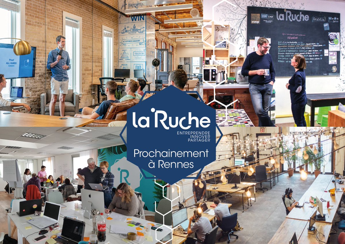 📢 En novembre La Ruche s'installe à #Rennes📍Plus de 700m² sur 2 niveaux prêts à héberger des entrepreneurs &amp; porteurs de projets qui développent des solutions positives pour la société ou l’environnement ♻ Intéressés ? Contactez-nous 💬 #socent #RSE #ESS #coworking #innovation
