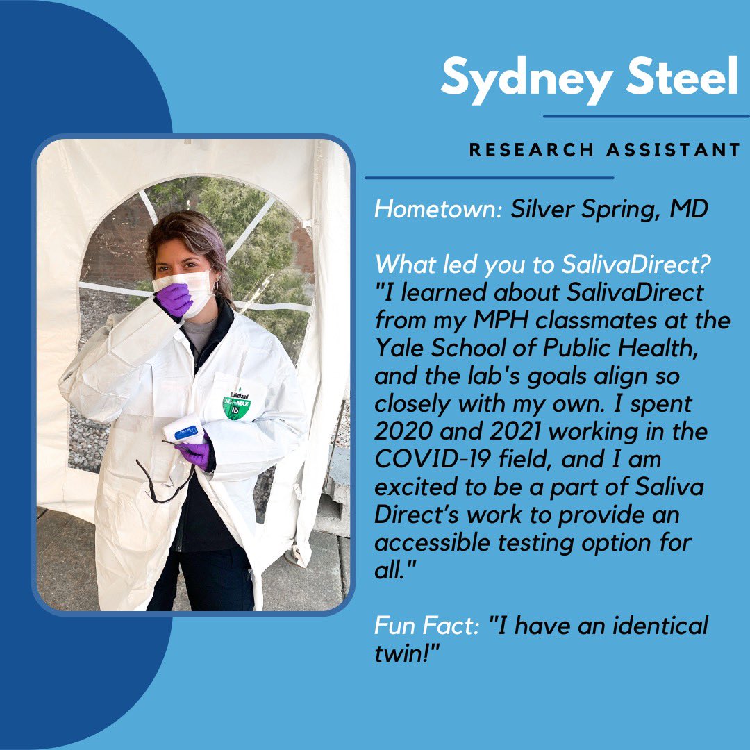 saliva_direct's tweet image. Meet a couple of our staff members here at @YaleSPH @saliva_direct ! This week&apos;s feature includes Sydney Steel and Devyn Yolda-Carr! 

#featuredstafffridays #spitsquad #meettheteam #SalivaDirect #Yale #ysph