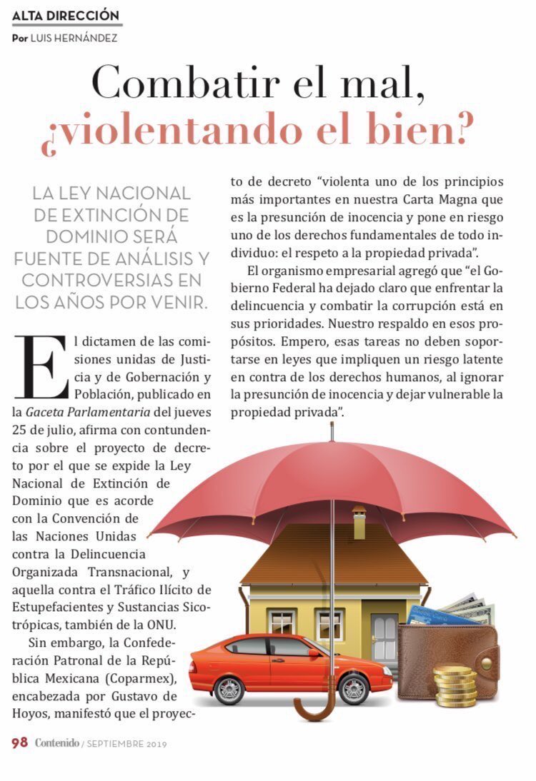 #EvoluciónBMA
OPINIÓN. 🎤 La Ley de Extinción de Dominio generará reflexiones y debates, sin duda.

👍🏻 Agradezco a <a href="/rContenido/">Contenido</a> (revista de Grupo Carso) por considerar mi opinión a través de uno de sus notables columnistas (<a href="/miabogadoluis/">Mi Abogado</a>).