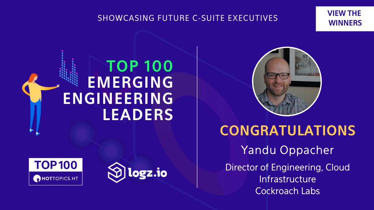 HotTopicsHT's tweet photo. Yandu Oppacher is the Director Of Engineering, Cloud Infrastructure at @CockroachDB, a computer software firm and creator of CockroachDB.
View the #EE100 here: https://t.co/BmCfZGz5pa
Partnered with @logzio. https://t.co/Dd0ChGXNJ5