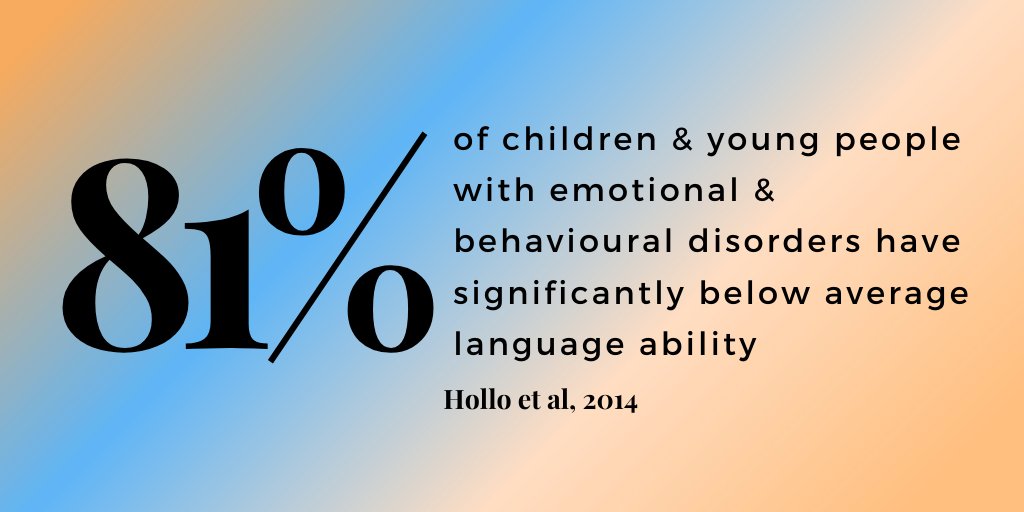 Research has found that 81% of children with emotional and behaviour disorders have language difficulties. 

On #WorldMentalHealthDay we want more people who work in children's #mentalhealth to know about this, so these children &amp; young people can get the support they need