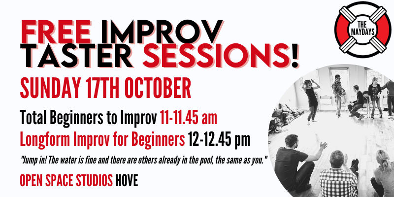 maydaysimprov's tweet image. FREE Tasters! Jump into Improv with us! 
Sunday 17th October 11-11:45am / 12-12:45pm
Grab your free spot here: buff.ly/3uWqrL9
#RealLife #BrightonImprov #BackToPlay #ImprovInRealLife #RealLifeFunTimes
#NothingStopsTheProv #improv #ImprovComedy #ImprovClasses #FreeImprov