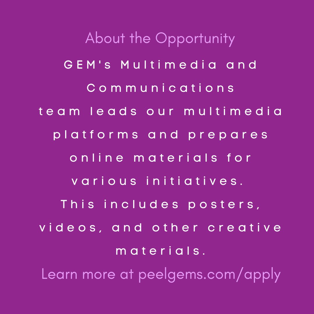 Are you all about multimedia and design? Want to express your creativity? Join our Multimedia &amp; Communications team! peelgems.com/apply