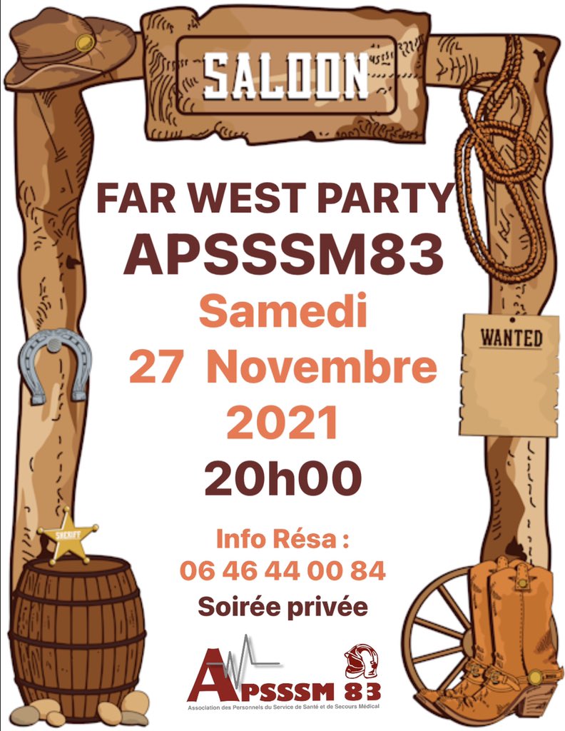 apsssm83's tweet photo. PROCHAINEMENT
Grande soirée FAR WEST @apsssm83
SAMEDI 27 NOVEMBRE 2021
20h.
Soirée privée du #sssm83 avec pass sanitaire obligatoire.
Lieu définit très prochainement
Un moment essentiel de convivialité
A VOS AGENDAS 👊 https://t.co/1hrnnnd9tR