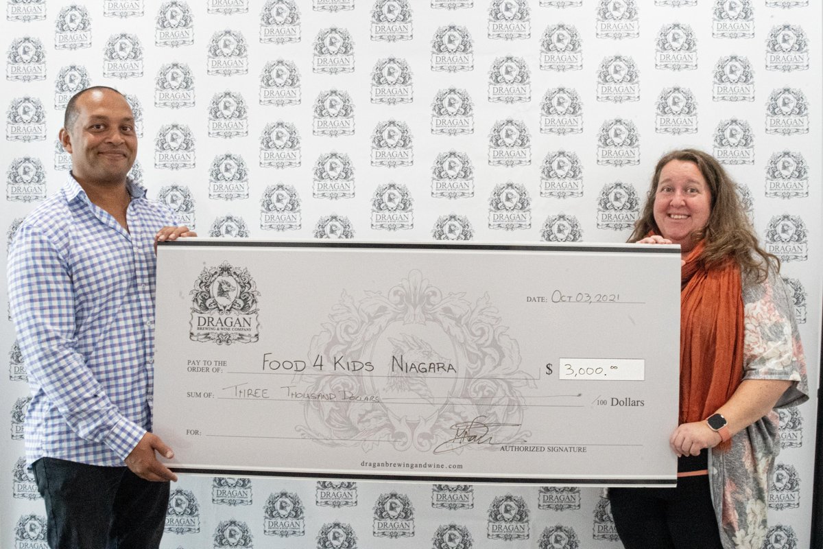 Recently we presented Amber of <a href="/food4kidsniag/">Food4Kids Niagara</a> with $3000 which will go back into the community to help kids/families in need and we'll continue to donate 3% of our revenue. Thank you to the customers, restaurants, <a href="/LCBO/">LCBO</a>, <a href="/Loblaws/">loblaws</a> you are helping make a change in our community.