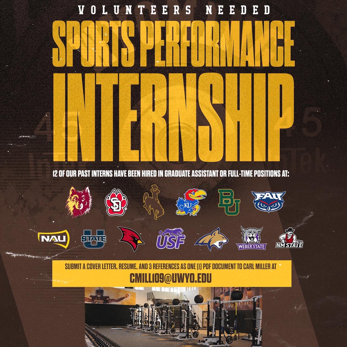 CoachCarlMiller's tweet photo. Come get developed and learn from a great group of coaches. #WYOspeed #WYOstrength #BigA$$Chains https://t.co/jpumWHP5EG