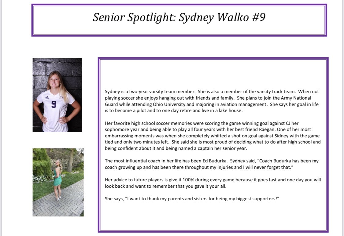 It’s Senior Week and today we celebrate captain <a href="/sydwalko/">sydney walko🤘🏼</a>