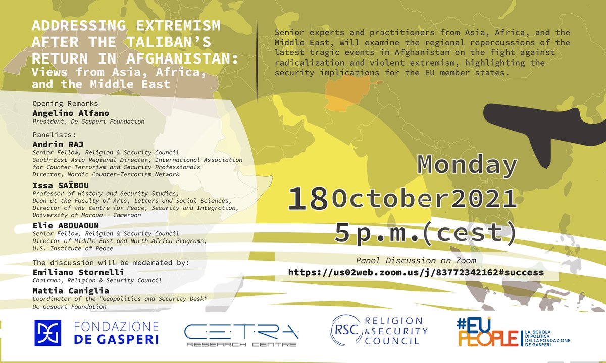 The event will feature senior experts and practitioners from Asia, Africa, and the Middle East, who will examine the repercussions of the latest tragic events in Afghanistan on the fight against radicalization and violent extremism in their respective geographical areas, highlighting the security implications for the EU member states. Panelists will also illustrate ongoing local programs and counter-measures put into effect to prevent indoctrination and recruitment, especially among the youth. Their views and insights can serve as food for thought for European decision and policy-makers in the face of the new trends in the international security scenario triggered by the Taliban’s return in Afghanistan.
