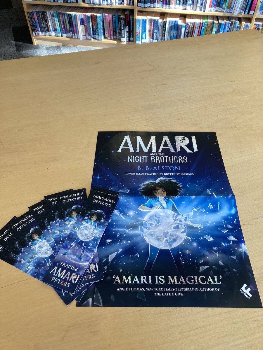 BossonsClair's tweet photo. These bookmarks were snapped up by year 7 this morning. Thanks to @FarshoreBooks and @readingagency for sending them. We also have a video of @bbalston reading an extract of #AmariAndTheNightBrothers on #Accessit sounds really good! https://t.co/UoFhyx9fin