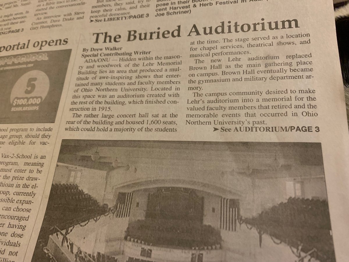 RC_Go_Huskers's tweet image. Another week, another @TheAdaHerald  article by one of our #ONUat150 students. @DrewWalk19 wrote about the &quot;Buried Auditorium&quot; - the area in Lehr Memorial where plays were held until 1991. Plus Part 2 on Bowman @ohionorthern @PATatONU @ONUHumanities @onuhpg #HighImpactPractices