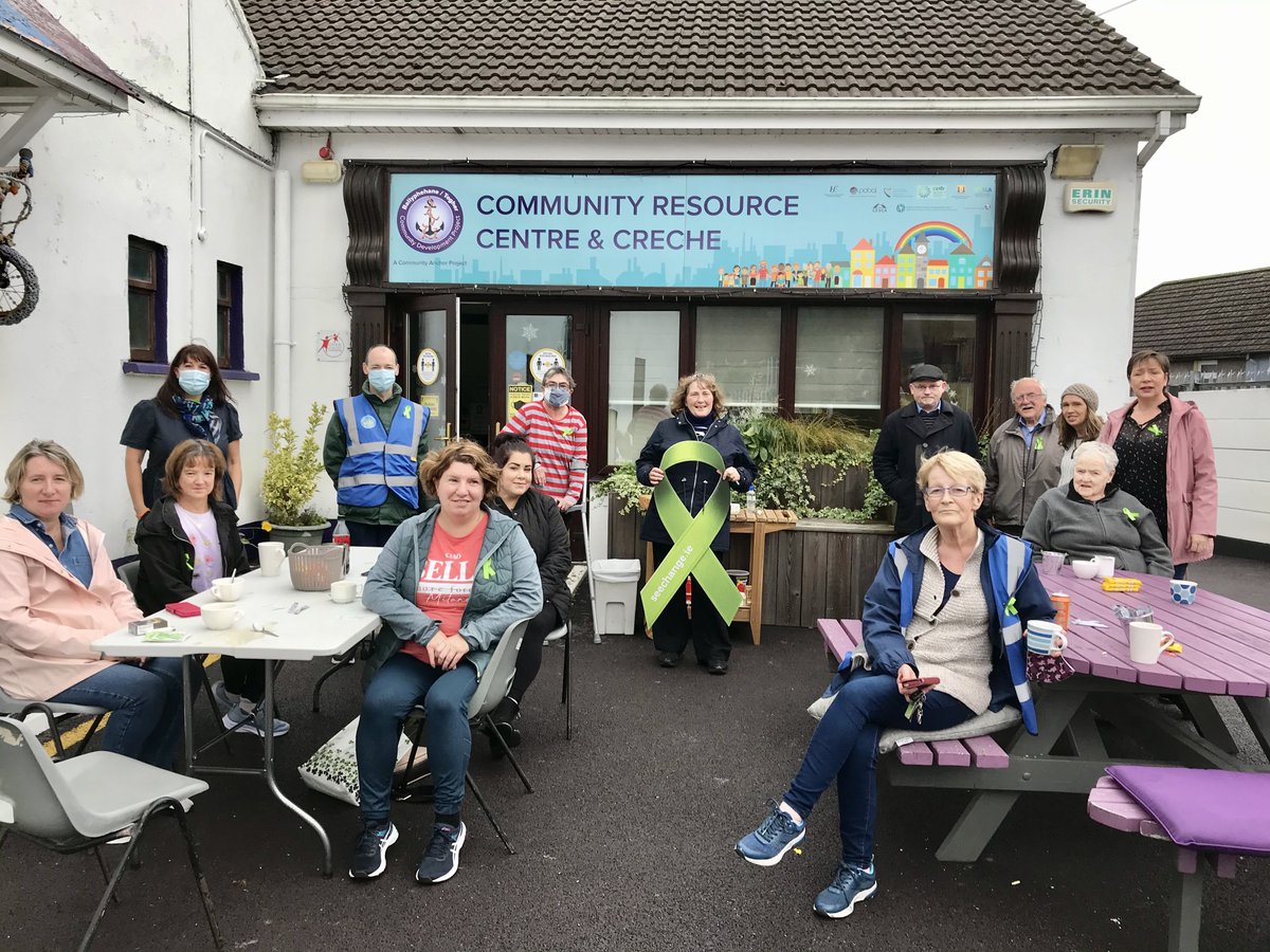 btcdp's tweet photo. Team #BTCDP showing their colours in advance of #WorldMentalHealthDay : btcdp Fri am walking grp, with management volunteers and staff , thanks Kay for pic 🙏. Kay @cetb tutor and Nora @Foroige . All  raising awareness of #MentalHealthInAnUnequalWorld https://t.co/Hwi9ZEtFXs