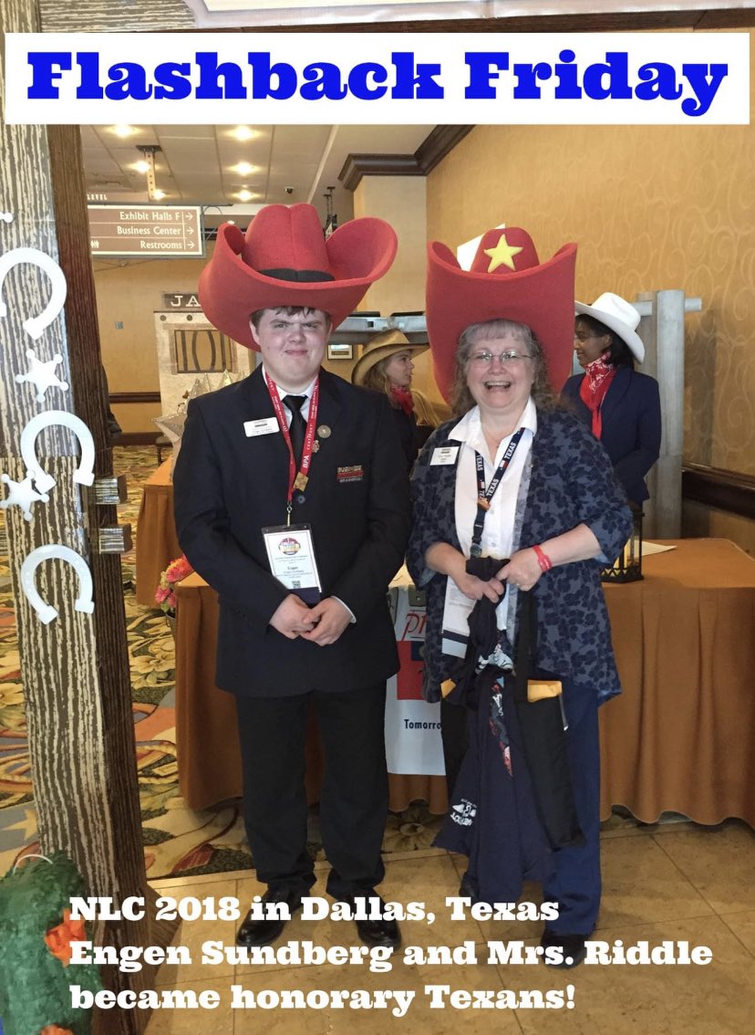 AlaskaBPA's tweet photo. Here is a #FlashbackFriday to #BPANLC2018 in Dallas when Engen Sundberg and Mrs. Amy Simianer Riddle became honorary Texans! #AlaskaBPA members, start making plans to attend #BPANLC2022. It will be in Dallas and you can become an honorary Texan too!
#bpa365 https://t.co/rTkTHN6dlP