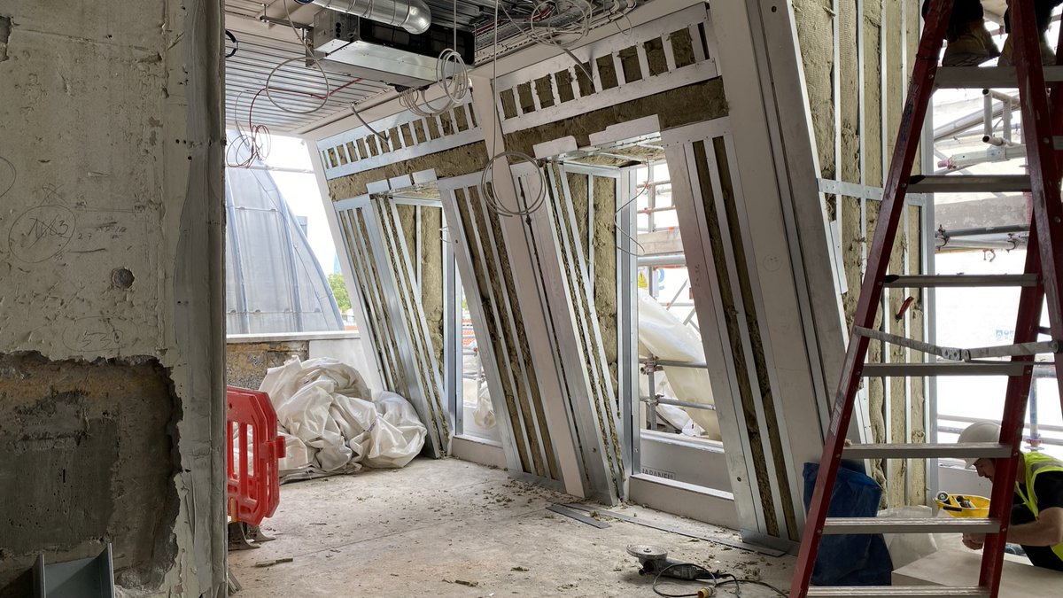 DLADesignGroup's tweet photo. We are thrilled to see on-site works progressing at pace with @GPF_Lewis as the roof and dormer works take shape and near weathertightness on our 26 St James Square project for @MorganCapital1. New steel framed window installations are expected within weeks. Exciting times! https://t.co/hgofIdwOWM