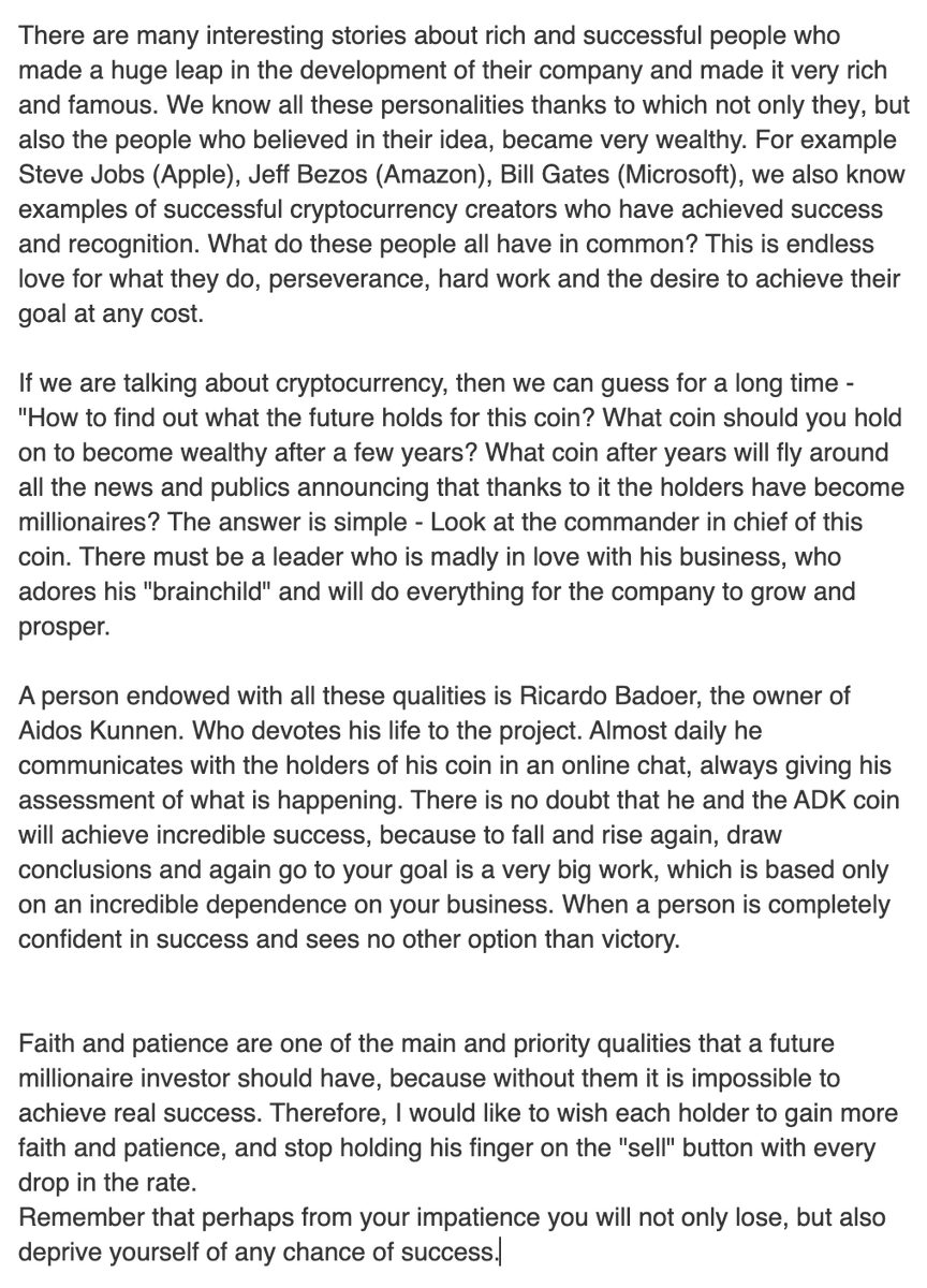 MariaMay911's tweet photo. I wrote this text when I first came to work for this company. And now I accidentally found it in old records. My opinion hasn't changed over the years.
Only forward🚀🥇 

$ADK @Donrico77 @Aidos_kuneen @AidosMarket https://t.co/6lI8zFksZz