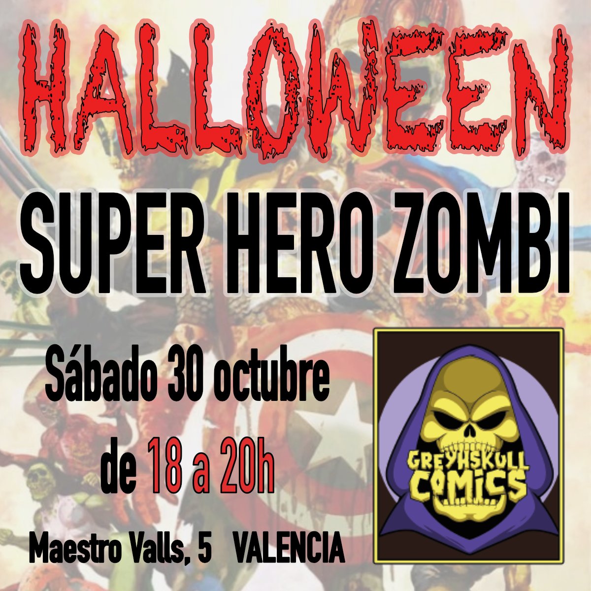 No os lo perdáis! 
#greyhskull #halloween #superheroes #zombie