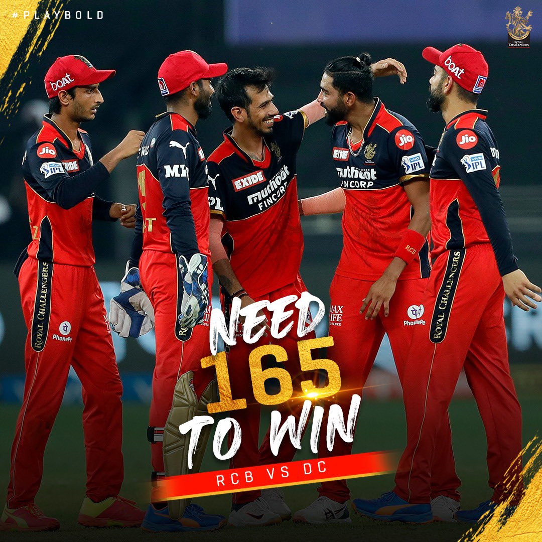 RCBTweets's tweet photo. Target locked. Batsmen, you’re up.  🎯💪🏻

Let’s do this, boys! 👊🏻

#PlayBold #WeAreChallengers #ನಮ್ಮRCB #IPL2021 #RCBvDC https://t.co/WkvFeAgldx