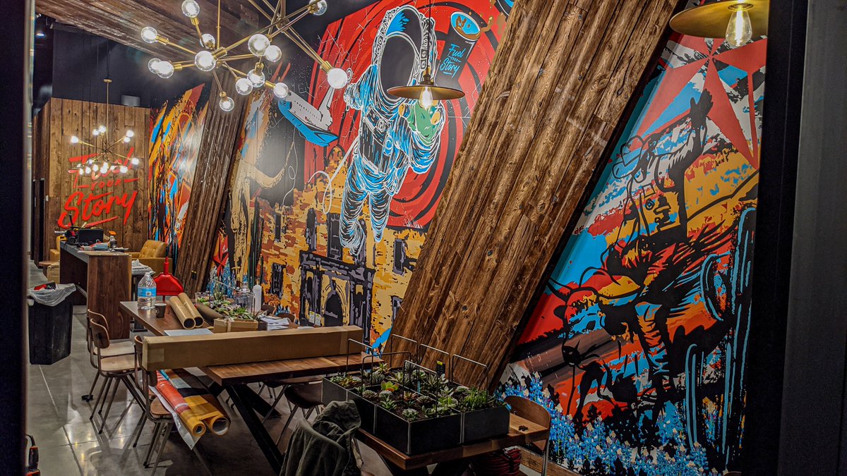An insanely creative, out of this world install for the Black Rock Coffee in Sachse, TX.
This place has since become one of our favorite places for coffee since this install too.
Have you had the Carmel Truffle?? It's DEVINE.

#dallasbusiness #coffeeshop