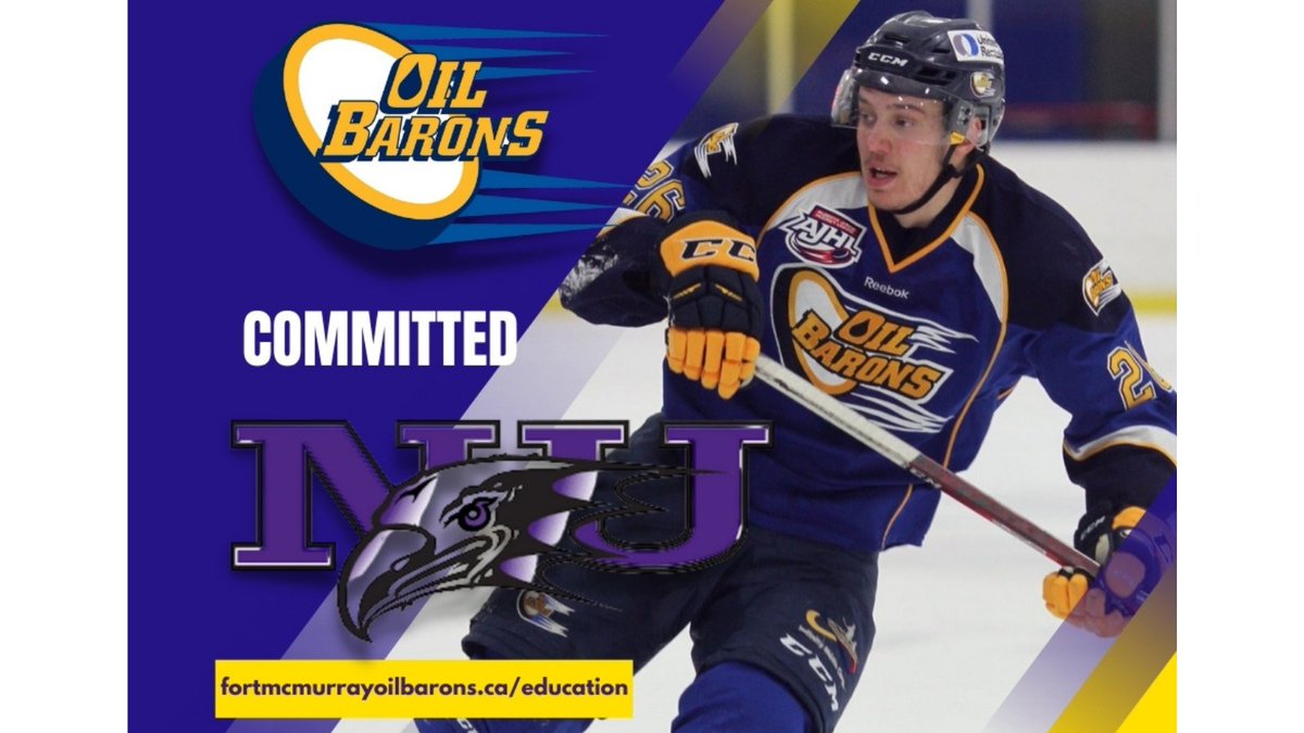 Join us in congratulating number 26 Tyler Wallace as he commits to Niagara University.  The six-foot-two, 190-pound forward in his third season where he hit twenty-nine points (13 goals and 16 assists) in seventy-two games.  Way to go Tyler! fortmcmurrayoilbarons.ca/media-centre/n…