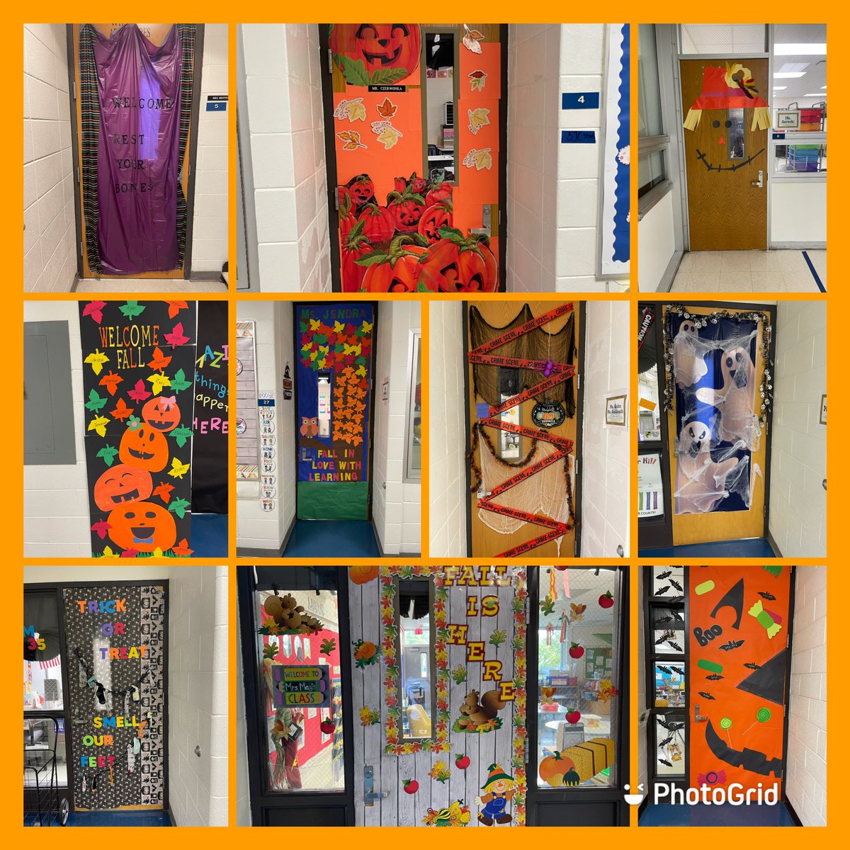 TamikaBritten's tweet photo. @TheHornetsHive PTO decorated the doors in the school! HH PTO ROCKS! 🎃 https://t.co/KNoc4Xp8V2