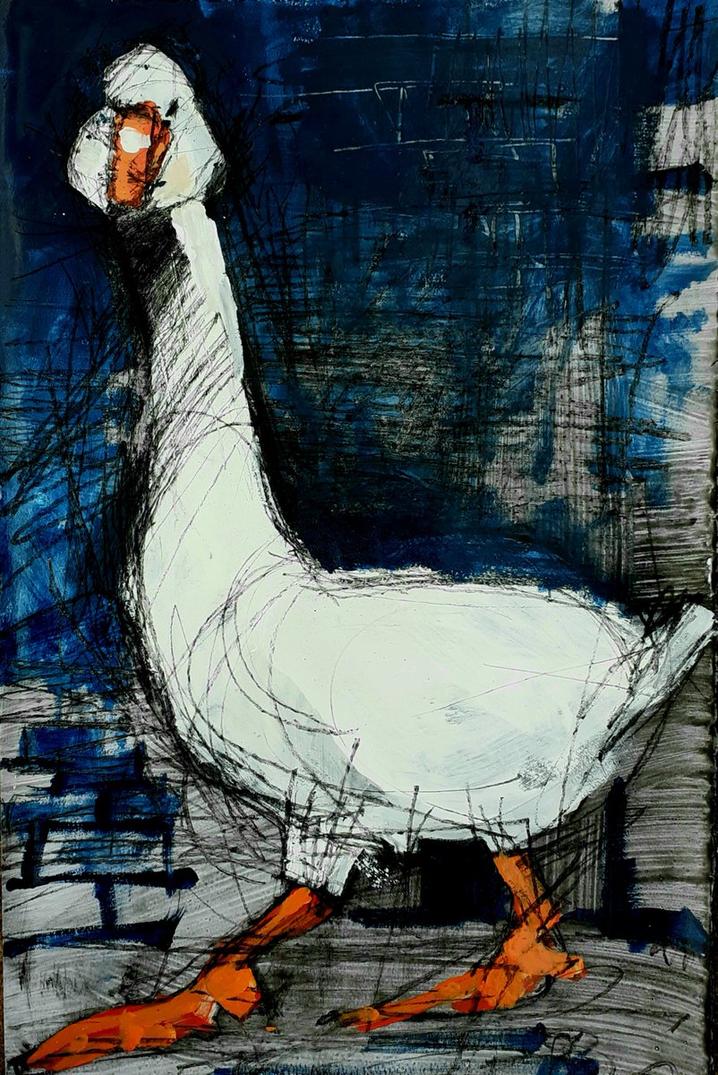 'Goose (Observation II)' Paint & Charcoal ... after the sheer inconvenience of my first cold in eighteen months I'm finally back up to the studio tomorrow!!! #Autumn