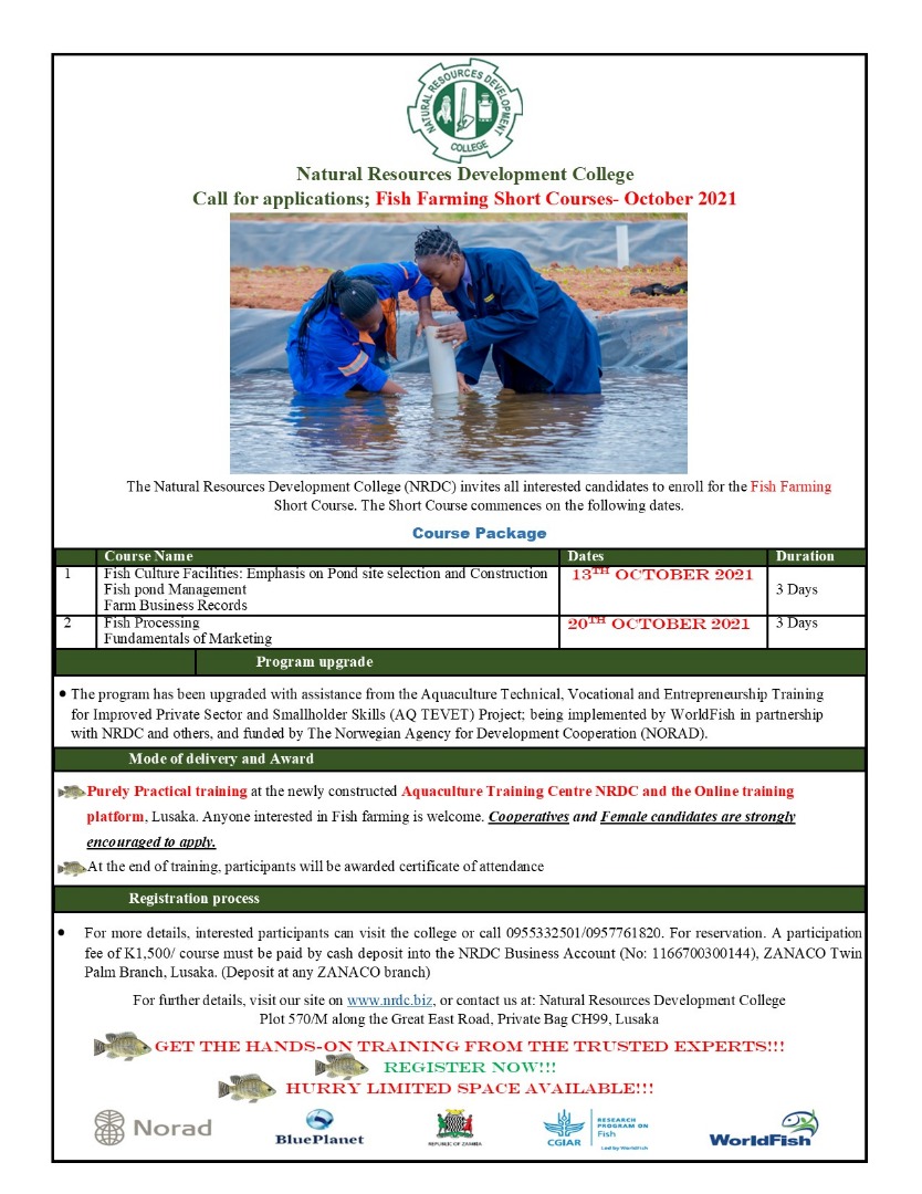 Tabitha_M3's tweet photo. Fish Farming - short courses, soon to be offered at NRDC!!..the courses have been developed with support from @WorldFishCenter...#Aquaculture_for_improved_livlihood🐟🎉 https://t.co/r74ApVSO7l
